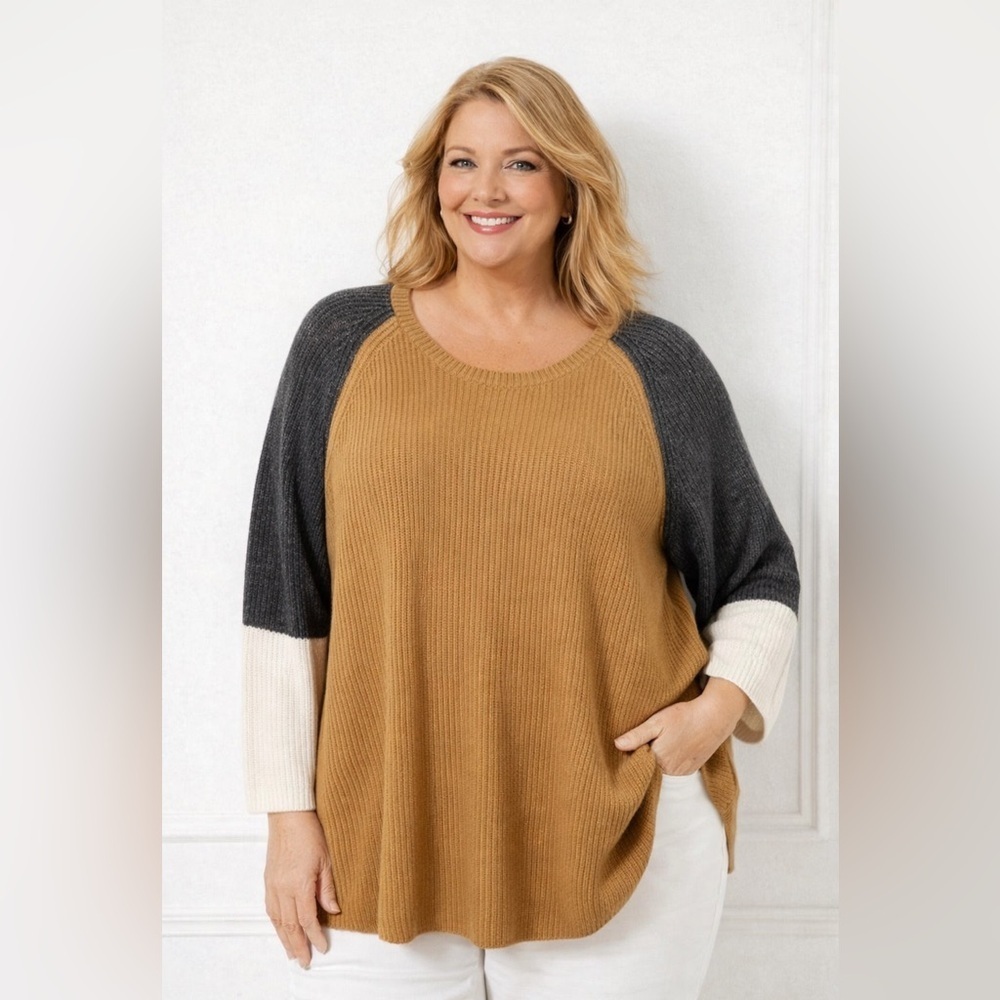 NWT Talbots wool blend color block pullover sweater size 3XP